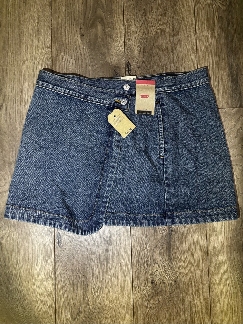Levi's Dark Blue Denim Wrap Mini Skirt